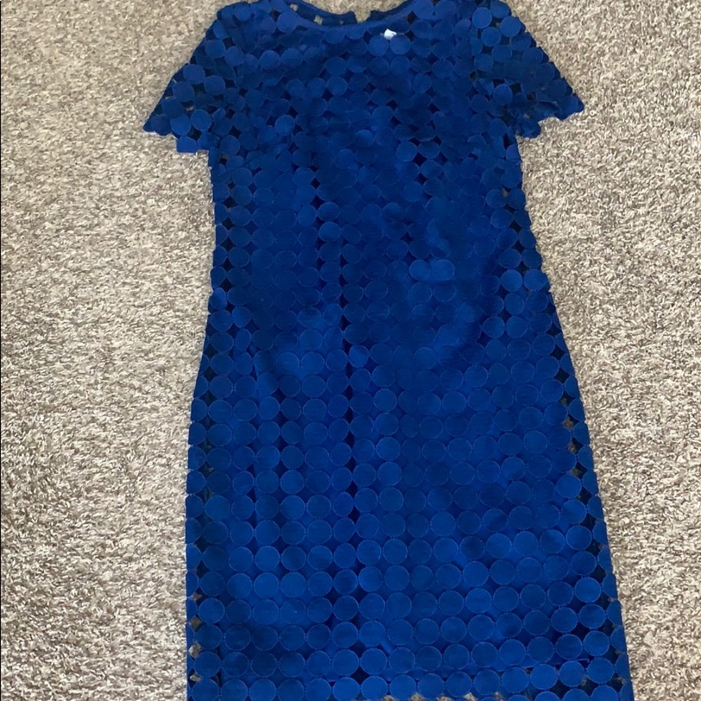 Blue embroidered circles dress